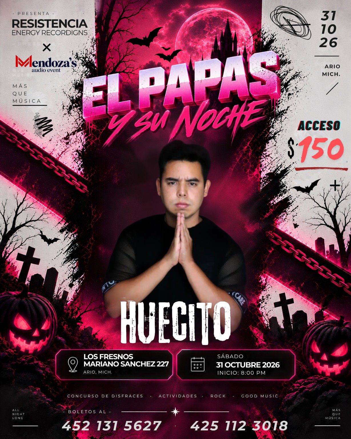 Flyer de El Papas y su Noche: 31 de octubre de 2026 en Ario de Rosales